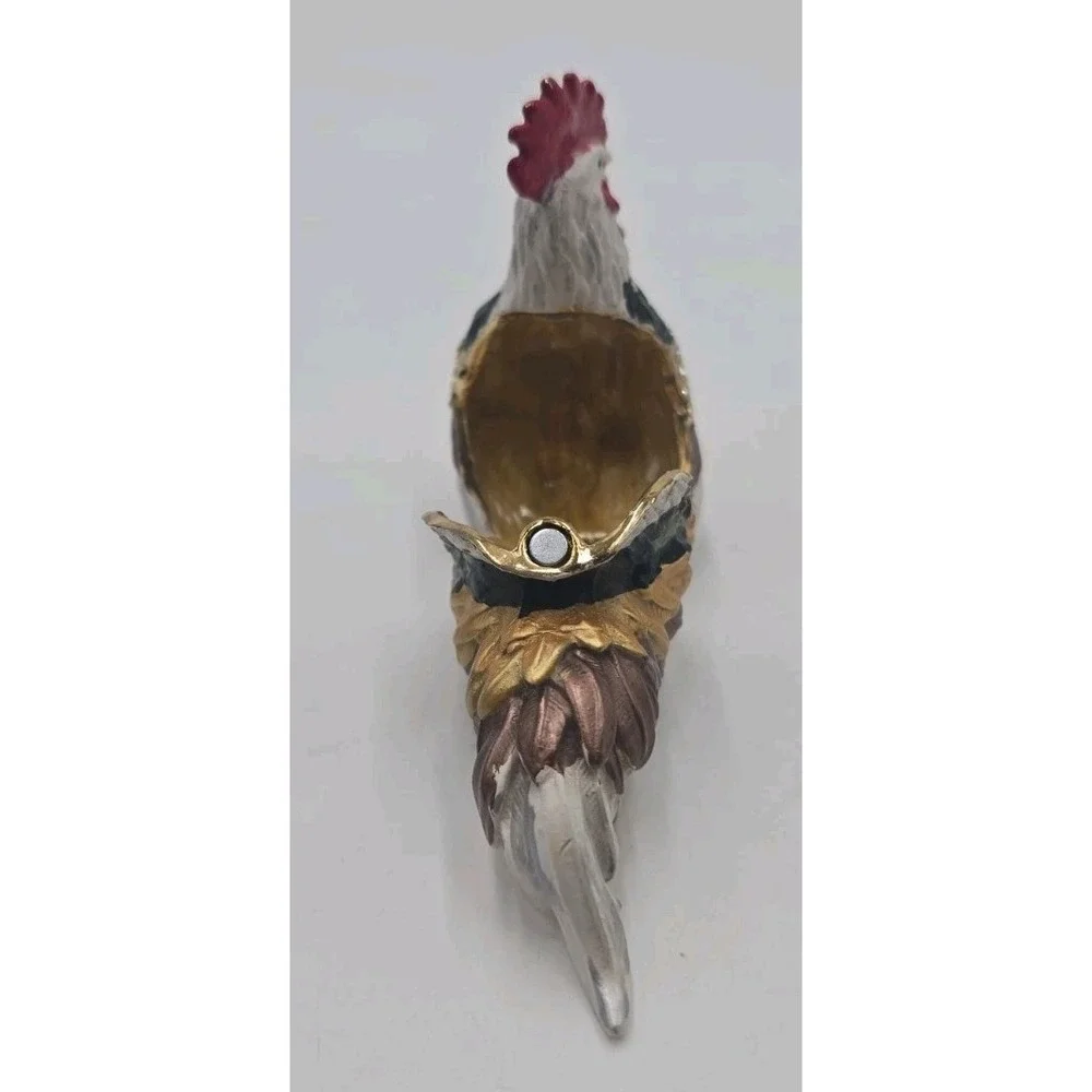 Leonardo Collection Jeweled Rooster Trinket Box Rhinestone Figurine Vintage